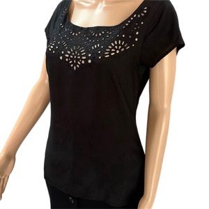 WHBM black shirt, Beige peek through design